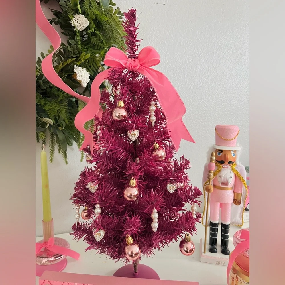 Barbie-Inspired Pink Christmas Tree 22” Coquette Glam Holiday Decor